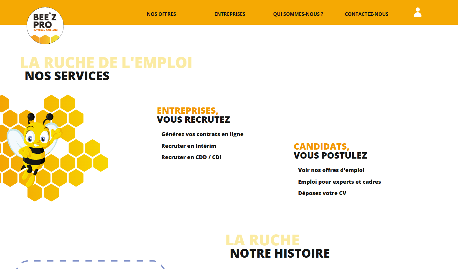 Page d'accueil du site client